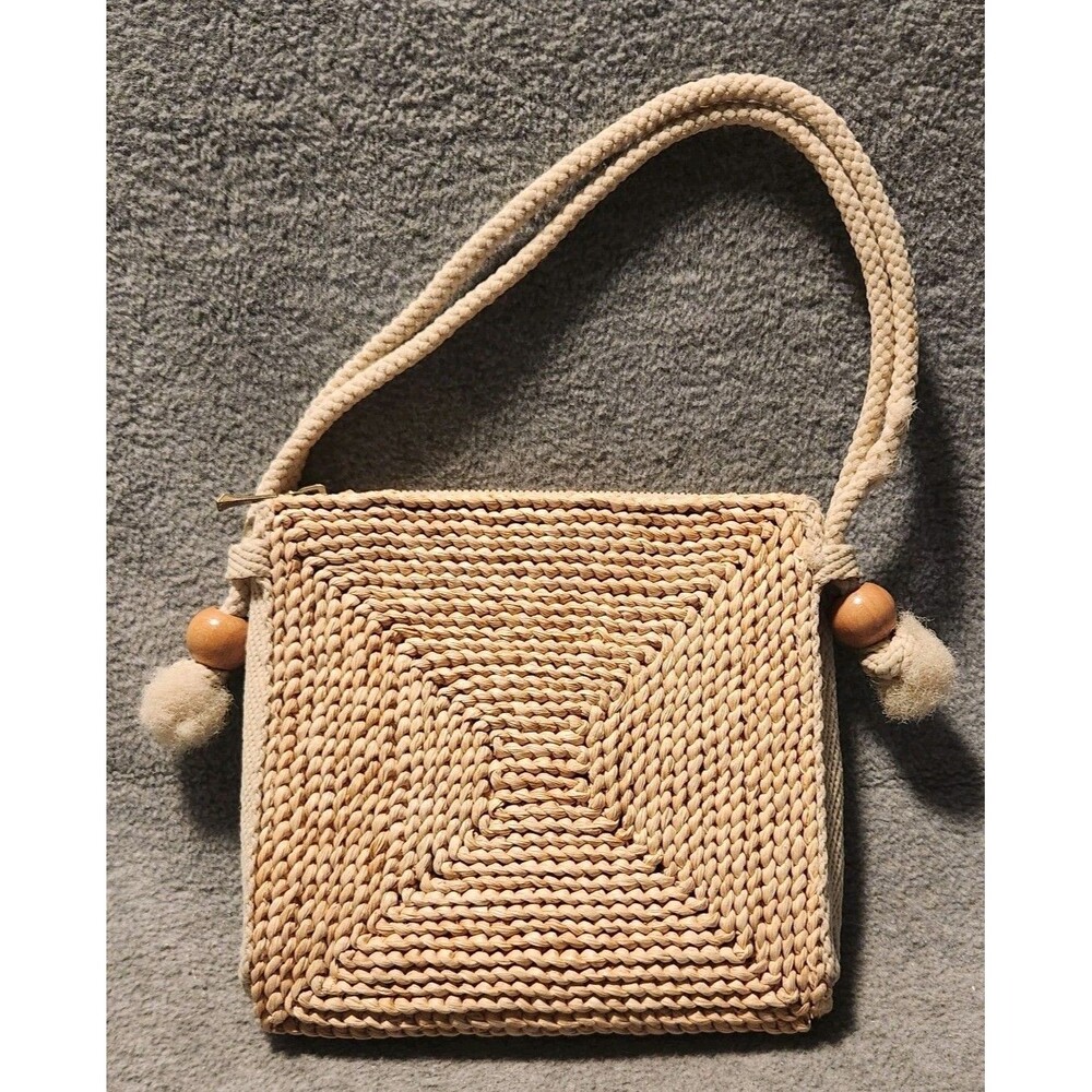 Vintage Marcus Brothers  Made in Italy Brown Woven Satchel Purse Bag